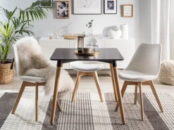 Beliani Ruokapoyta Musta/Vaalea Puu 80 X 80 Cm Busto Store