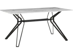 Beliani Ruokapoyta Rauta Marmorikuvio Valkoinen/Musta 160 X 90 Cm Ballina Best