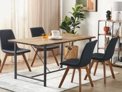 Beliani Ruokapoyta Tumma Puu/Musta 160 X 80 Cm Saritas Clearance