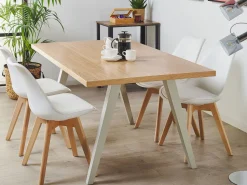 Beliani Ruokapoyta Vaalea Puu/Harmaa 150 X 90 Cm Lenister Outlet