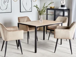 Beliani Ruokapoyta Vaalea Puu/Musta 120 X 80 Cm Newfield Discount