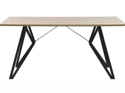 Beliani Ruokapoyta Vaalea Puu/Musta 160 X 90 Cm Buscot Cheap