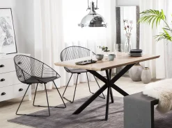 Beliani Ruokapoyta Vaalea Puu/Musta 140 X 80 Cm Spectra Best Sale