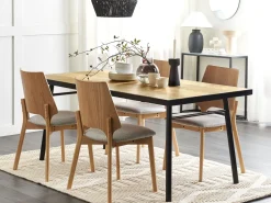 Beliani Ruokapoyta Vaalea Puu/Musta 180 X 90 Cm Ivorie Flash Sale