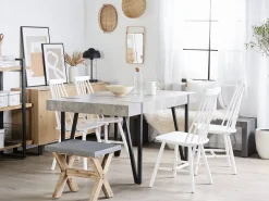 Beliani Ruokapoyta Vaaleanharmaa/Musta 150 X 90 Cm Adena Best