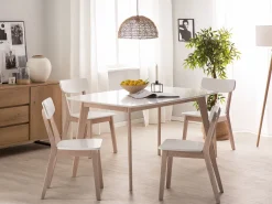 Beliani Ruokapoyta Valkoinen/Vaalea Puu 150 X 90 Cm Santos Best Sale