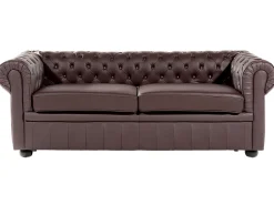 Beliani Ruskea 3-Istuttava Nahkasohva Chesterfield Best Sale