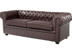 Beliani Ruskea 3-Istuttava Nahkasohva Chesterfield Best Sale