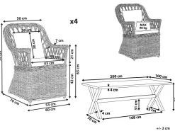 Beliani Ruskea 4-Istuttava Rottinkinen Puutarhakalustesetti Maros/Olbia Online