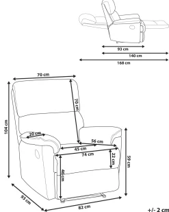 Beliani Ruskea Kangasverhoiltu Saadettava Nojatuoli Everton New