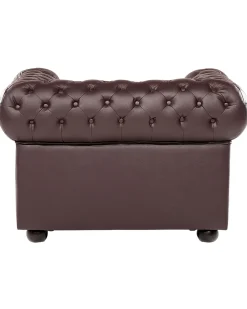 Beliani Ruskea Nahkaverhoiltu Nojatuoli Chesterfield Store