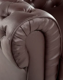 Beliani Ruskea Nahkaverhoiltu Nojatuoli Chesterfield Store