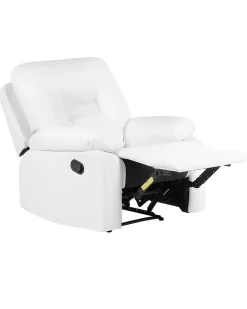 Beliani Saadettava Keinonahkainen Lepotuoli Valkoinen Bergen Best Sale