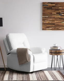 Beliani Saadettava Keinonahkainen Lepotuoli Valkoinen Bergen Best Sale