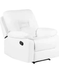 Beliani Saadettava Keinonahkainen Lepotuoli Valkoinen Bergen Best Sale