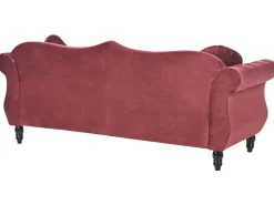 Beliani Samettinen 3-Istuttava Punainen Sohva Skien Clearance