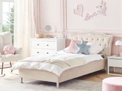 Beliani Sanky Sametti Säilytystila Beige 90 X 200 Cm Metz Outlet