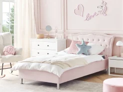 Beliani Sanky Sametti Säilytystila Pastellipinkki 90 X 200 Cm Metz Shop