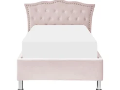 Beliani Sanky Sametti Säilytystila Pastellipinkki 90 X 200 Cm Metz Shop