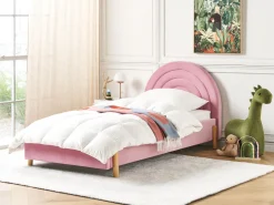 Beliani Sanky Sametti Vaaleanpunainen 90 X 200 Cm Anet Outlet