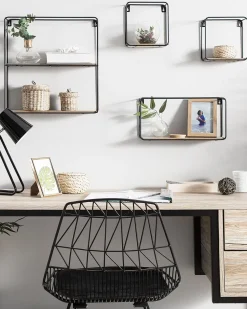 Beliani Seinahylly 5 Hyllya Metalli Musta/Vaalea Puu 4 Kpl Brito Cheap