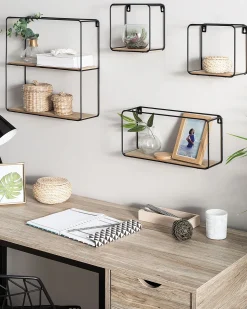 Beliani Seinahylly 5 Hyllya Metalli Musta/Vaalea Puu 4 Kpl Brito Cheap