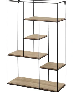 Beliani Seinahylly Metalli 5 Hyllya Musta/Vaalea Puu Laurel Hot
