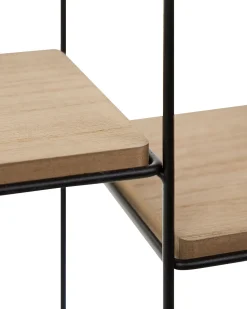 Beliani Seinahylly Metalli 5 Hyllya Musta/Vaalea Puu Laurel Hot