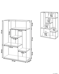 Beliani Seinahylly Metalli 5 Hyllya Musta/Vaalea Puu Laurel Hot