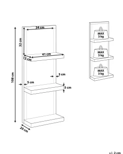 Beliani Seinahylly Peililasi 3 Hyllya Hopea Gaona Store