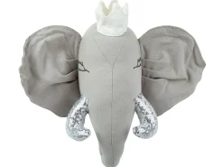 Beliani Seinakoriste Elefantti Puuvilla Harmaa 39 X 33 Cm Tantor Shop