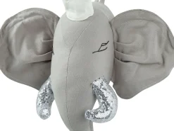 Beliani Seinakoriste Elefantti Puuvilla Harmaa 39 X 33 Cm Tantor Shop