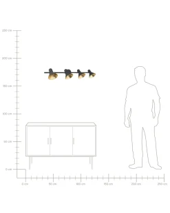 Beliani Seinavalaisin 4 Polttimoa Metalli Musta/Kulta Mersey Hot