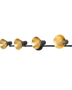 Beliani Seinavalaisin 4 Polttimoa Metalli Musta/Kulta Mersey Hot