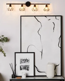 Beliani Seinavalaisin 4 Polttimoa Metalli Musta Erma Discount