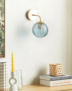 Beliani Seinavalaisin Lasi Sininen Boomi Cheap