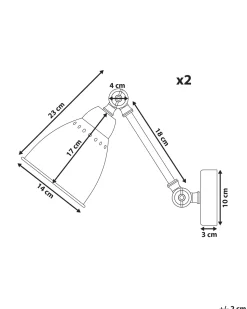 Beliani Seinavalaisin Metalli Grafiitinharmaa 2 Kpl Mississippi Best