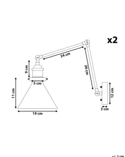 Beliani Seinavalaisin Metalli Musta 2 Kpl Narva Shop