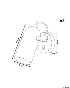 Beliani Seinavalaisin Metalli Musta 2 Kpl Tyria New