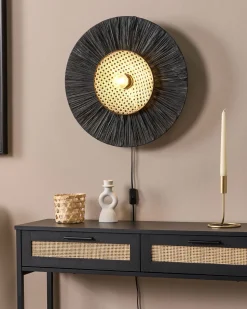 Beliani Seinavalaisin Paperi/Rottinki Musta Yaapi Clearance