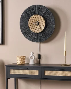 Beliani Seinavalaisin Paperi/Rottinki Musta Yaapi Clearance