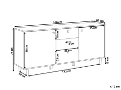 Beliani Senkki 3 Laatikkoa 2 Ovea Musta/Tumma Puu Kuro New