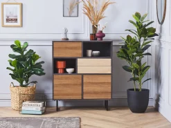 Beliani Senkki 2 Laatikkoa 3 Ovea Tumma Puu Maine Best Sale