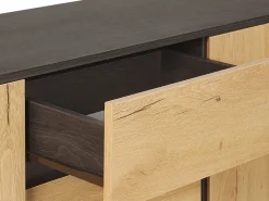 Beliani Senkki 3 Laatikkoa 2 Ovea Vaalea Puu/Musta Elda Cheap