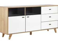 Beliani Senkki 3 Laatikkoa 2 Ovea Vaalea Puu/Valkoinen Ilion Best