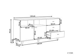 Beliani Senkki 3 Laatikkoa 2 Ovea Vaalea Puu/Valkoinen Ilion Best