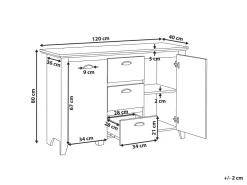 Beliani Senkki 3 Laatikkoa 2 Ovea Valkoinen Stamford New