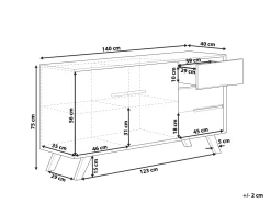 Beliani Senkki 3 Laatikkoa 2 Ovea Vaalea Puu/Valkoinen Forester Store