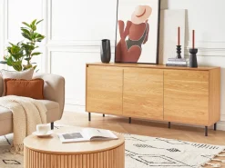 Beliani Senkki 3 Ovea 6 Hyllya Vaalea Puu/Musta Nikea Online