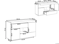 Beliani Senkki/Tyopoyta 2 Laatikkoa 2 Ovea Valkoinen Goran Clearance